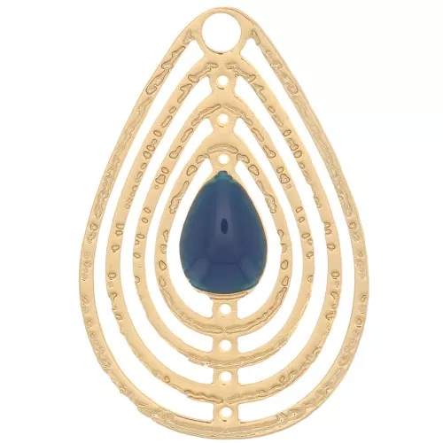 Dije gota calado con resina epoxi 18x12 mm - Dorado - Petróleo x1