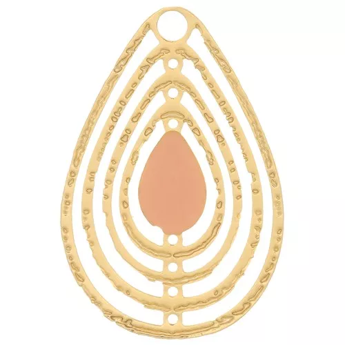 Dije gota calado con resina epoxi 18x12 mm - Dorado - Light rose x1