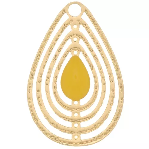 Dije gota calado con resina epoxi 18x12 mm - Dorado - Amarillo x1