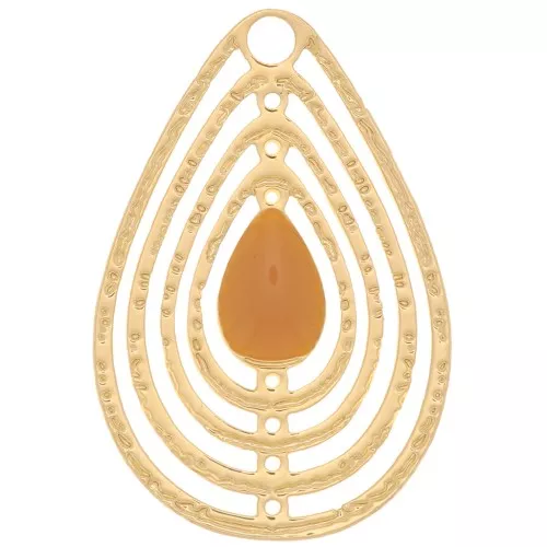 Dije gota calado con resina epoxi 18x12 mm - Dorado - Mostaza x1