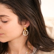 Dije gota calado con resina epoxi 18x12 mm - Dorado - Azul Noche x1