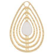 Dije gota calado con resina epoxi 18x12 mm - Dorado - Blanco x1|raw }}