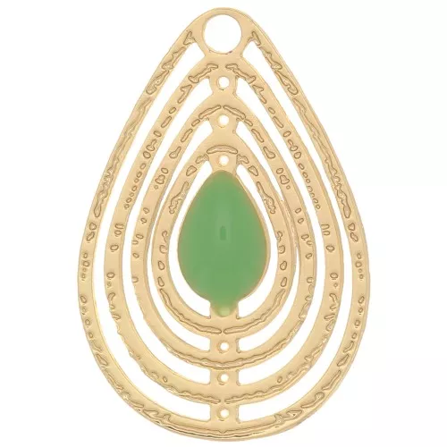 Dije gota calado con resina epoxi 18x12 mm - Dorado - Mint x1