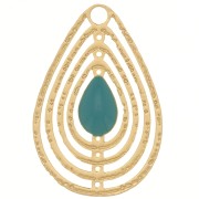 Dije gota calado con resina epoxi 18x12 mm - Dorado - Green Turquesa x1