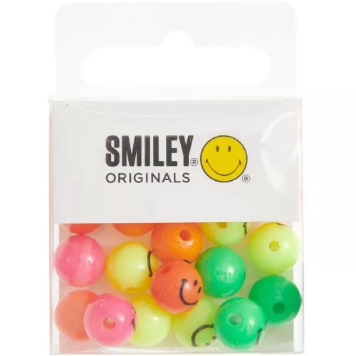 Surtido de 21 cuentas redondas Smiley® 10 mm - Fluo - Negro