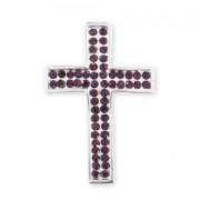 Separador cruz con strass 39 mm plateado/Amethyst x1