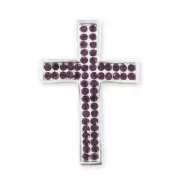 Separador cruz con strass 39 mm plateado/Amethyst x1
