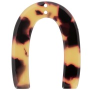 Colgante forma U de acetato 35x27 mm 2 agujeros - Escama de tortuga Marrón Negro 1