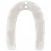 Colgante forma U de acetato 35x27 mm 2 agujeros - Escama de tortuga - Blanco nacarada x1