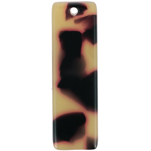 Colgante rectangular de 27 x 8 mm de acetato - Imitación de carey - Marrón - Negro x1
