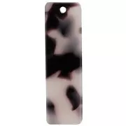 Pendentif rectangle en acétate 27x8 mm - Ecaille de tortue - Beige - Noir x1