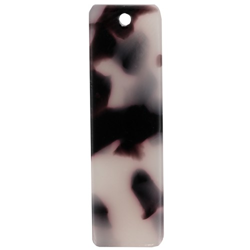 Colgante rectangular de 27 x 8 mm de acetato - Imitación de carey - Beige - Negro x1
