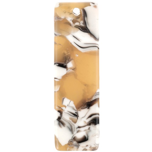 Colgante rectangular de 27 x 8 mm de acetato - Carey - Ocre - Blanco x1