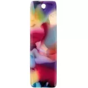 Pendentif rectangle en acétate 27x8 mm - Ecaille de tortue - Multicolore x1