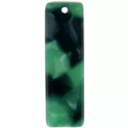 Colgante rectangular de 27 x 8 mm de acetato - Imitación de carey - Verde oscuro - Negro x1