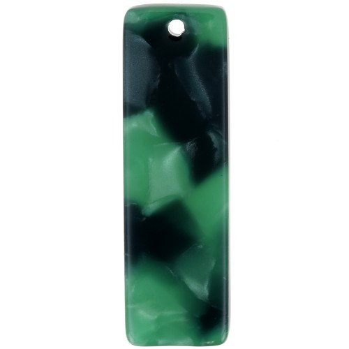 Colgante rectangular de 27 x 8 mm de acetato - Imitación de carey - Verde oscuro - Negro x1