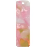 Colgante rectangular de 27 x 8 mm de acetato - Carey - Rosa nacarado - Miel x1