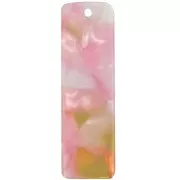 Colgante rectangular de 27 x 8 mm de acetato - Carey - Rosa nacarado - Miel x1