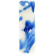 Colgante rectangular de 27 x 8 mm de acetato - Efecto marmolado azul oscuro - Marfil x1
