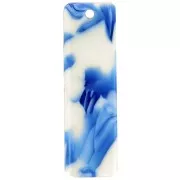 Colgante rectangular de 27 x 8 mm de acetato - Efecto marmolado azul oscuro - Marfil x1