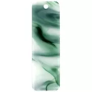 Colgante rectangular de 27 x 8 mm de acetato - Efecto marmolado verde oscuro - Blanco x1