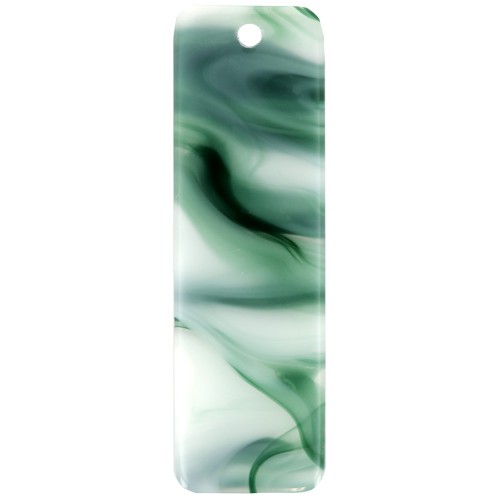 Colgante rectangular de 27 x 8 mm de acetato - Efecto marmolado verde oscuro - Blanco x1