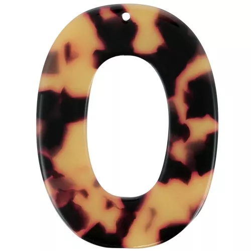 Colgante ovalado hueco de acetato 47x35 mm - Carey - Marrón - Negro x1