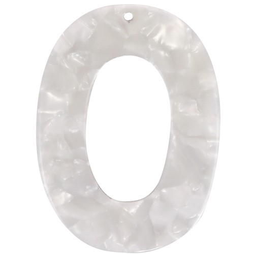 Colgante ovalado ahuecado de acetato 47x35 mm - Carey - Blanco nacarado x1