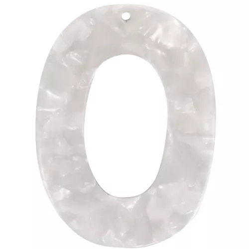 Colgante ovalado ahuecado de acetato 47x35 mm - Carey - Blanco nacarado x1