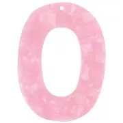 Colgante Hueco Ovalado de Acetato 47x35 mm - Carey - Rosa Nacarado x1