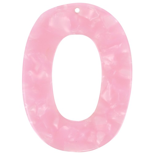 Colgante Hueco Ovalado de Acetato 47x35 mm - Carey - Rosa Nacarado x1