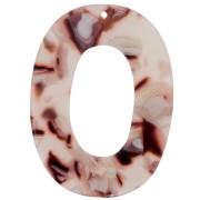 Colgante ovalado calado 47x35 mm Ecaille tortue - Marrón claro- Blanco - Negro x1|raw }}