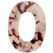 Colgante ovalado calado 47x35 mm Ecaille tortue - Marrón claro- Blanco - Negro x1