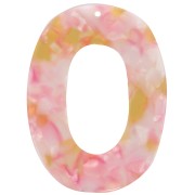 Colgante ovalado ahuecado de acetato 47x35 mm - Carey - Rosa nacarado - Miel