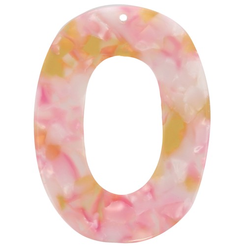 Colgante ovalado ahuecado de acetato 47x35 mm - Carey - Rosa nacarado - Miel