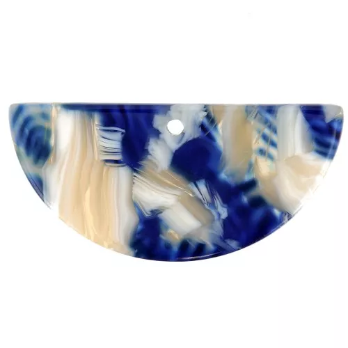 Colgante media luna acetato de celulosa 15x30.5 mm Escama de tortuga Azul oscuro