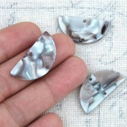 Entrepieza media luna de acetato 14x28 mm - Escama de tortuga - Gris - Marrón x1
