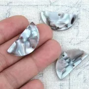 Entrepieza media luna de acetato 14x28 mm - Escama de tortuga - Gris - Marrón x1