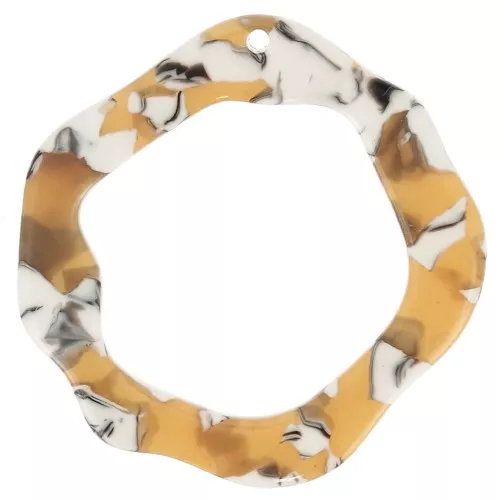 Colgante de acetato hueco 39x38 mm - Carey - Ocre - Blanco