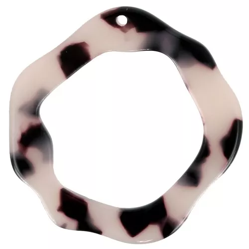 Colgante de acetato hueco 39x38 mm - Carey - Beige - Negro