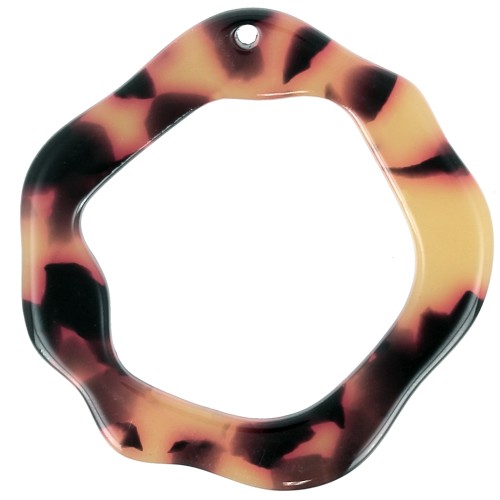 Colgante de acetato hueco 39x38 mm - carey - marrón - negro