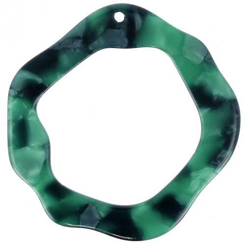 Colgante hueco irregular 39x38 mm - Carey - Verde oscuro - Negro x1