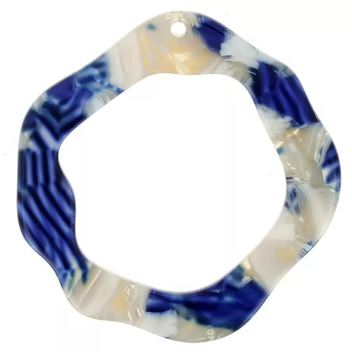 Colgante hueco irregular 39x38 mm - Carey - Azul oscuro - Beige x1