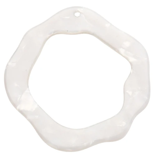 Colgante de acetato hueco 39x38mm - carey - blanco nacarado x1