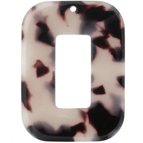 Colgante Rectángulo Hueco de Acetato 40x30 mm - Carey - Beige - Negro