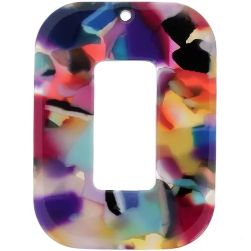 Colgante Rectángulo Hueco de Acetato 40x30 mm - Carey - Multicolor