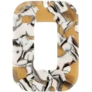 Colgante Rectángulo Hueco de Acetato 40x30 mm - Carey - Ocre - Blanco