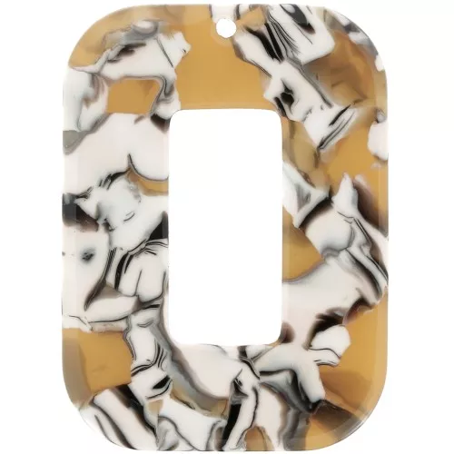 Colgante Rectángulo Hueco de Acetato 40x30 mm - Carey - Ocre - Blanco