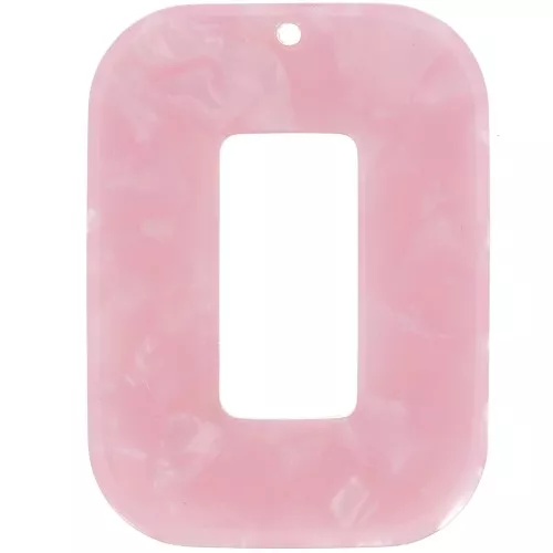 Colgante Rectángulo Hueco de Acetato 40x30 mm - Carey - Rosa Nacarado