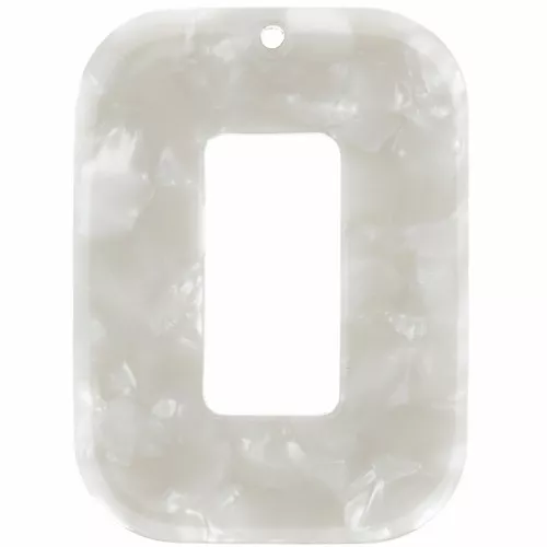 Colgante rectangular de acetato, 40x30 mm - Carey - Blanco nacarado
